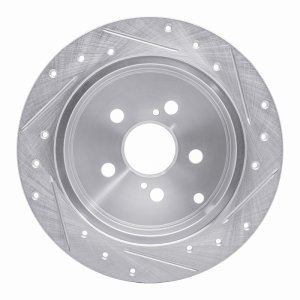 Pontiac Vibe Brake Rotor (1) - Rear Left - R1 Concepts - Drilled & Slotted - Silver - `00-`10